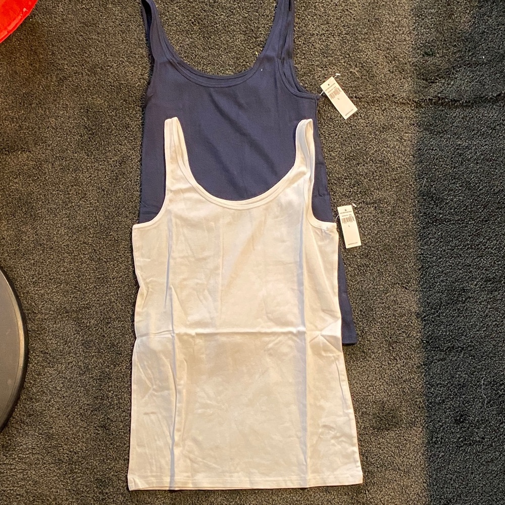 GAP Navy and White Scoop Neck Tank Tops